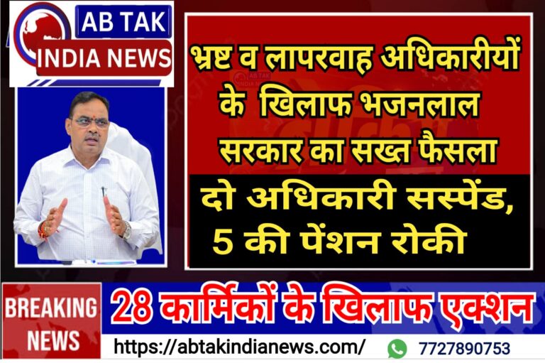 भ्रष्टाचार और लापरवाही का मामला, 5 की पेंशन रोकी, 2 अफसर सस्पेंड, सरकार ने 28 कार्मिकों के खिलाफ कार्रवाई